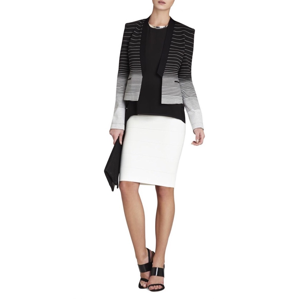 BCBGMAXAZRIA Blk white stripe GUY blazer jacket - Picture 3 of 8